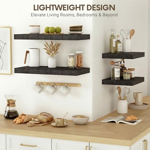 Vivelove 10 in Deep Floating Shelves 16” Set of 2, Black - color: Black, size: 15.7”wx10.2”dx1.5”h