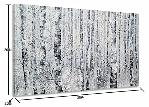 Yihui Arts Modern Birch Tree Canvas Wall Art With Textured Black and White Forest Painting on Canvas Pictures for Living Room Bedroom Bathroom Decoration - color: Birch Tree, size: 28"L x 20"W