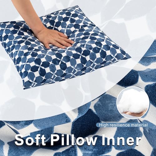 JMGBird Blue Throw Pillows Outdoor Pillow Inserts Included - color: Blue White Black With Plaid