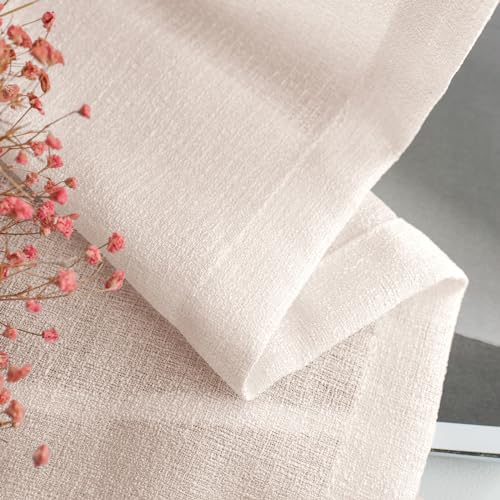 Melodieux Light Pink Semi Sheer Curtain Valance for Kitchen Cafe Small Windows Linen Rustic Rod Pocket Valance, 52 by 18 Inch, 1 Panel - color: Light Pink, size: 52"W x 18"L (Pack of 1)