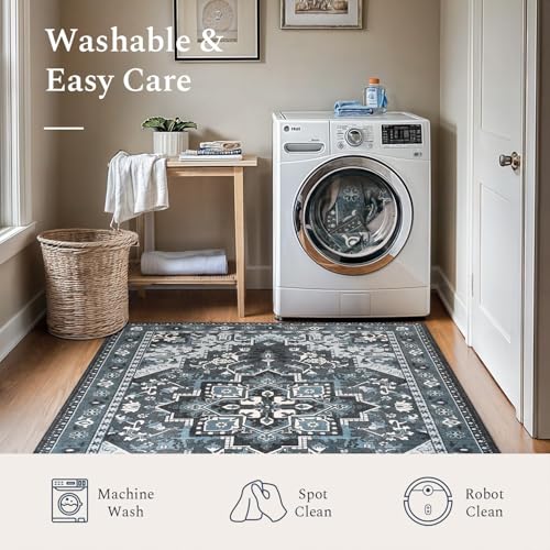 Rugflix 10x14 Area Rugs for Living Room, Washable Dark Navy Blue Large Rug - color: Dark Navy Blue, size: 10' x 14' (Rectangular)