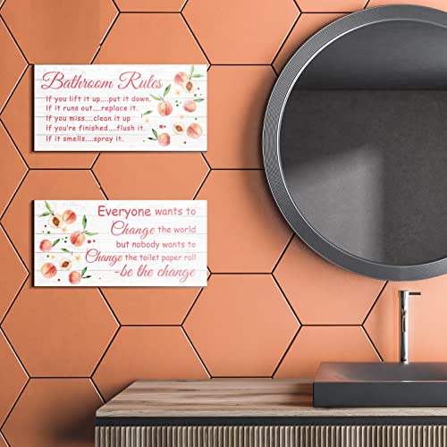 Jetec 2 Pcs Funny Bathroom Signs Wall Decor Farmhouse,Peach Style - style: Peach Style