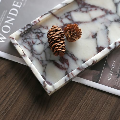 100% Natural Marble Tray, 10"x5" Calaccata Viola Vanity Tray - color: Viola-rectangle-10"x5"x0.7"