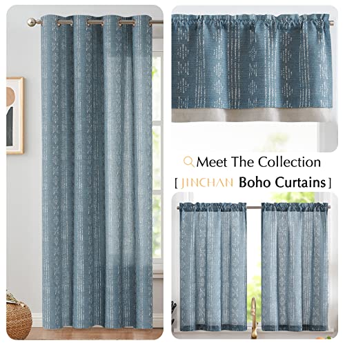 jinchan Striped Valance 18 Inch Modern Boho 1 Panel Blue - color: Boho Blue, size: 50"W x 18"L (Pack of 1)