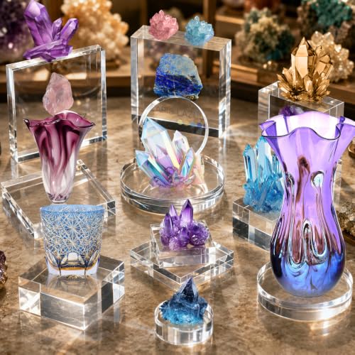 SAMYUCHO 4 Pcs 5 X 5 X 2 Inch Acrylic Blocks, Clear Square Acrylic Base - size: 5 X 5 X 2" 4pcs