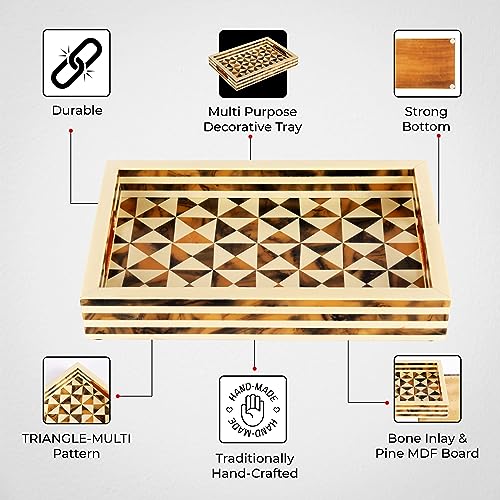 Handicrafts Home Handmade Resin Inlay Decorative Ottoman Serving Tray,12x8 - color: Multi Triangle