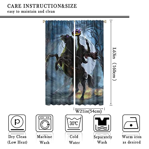 Gothic Halloween Blackout Curtains for Bedroom,Horror Forest Night Theme Pumpkin Headless Horseman Window Treatment Rod Pocket 42x63in - color: Gothic Halloween, size: 21"W x 63"L (Pack of 2)