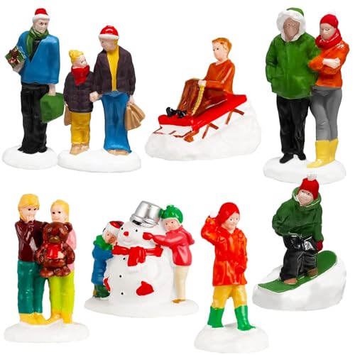 Rileryan 8 PCS Miniature Christmas Village People Figurines - style: A