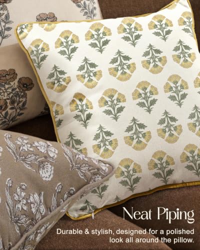 Vintage Throw Pillow Covers Set of 2, 18x18, Retro Yellow Floral - color: Retro Yellow Floral