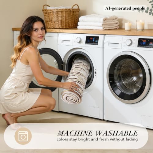 BSICPRO Bathroom Rugs Sets 2 Piece, Modern Bath Mat 20"x32"+16"x24", Beige - color: Beige and White, size: 20" x 32" Plus 16" x 24"