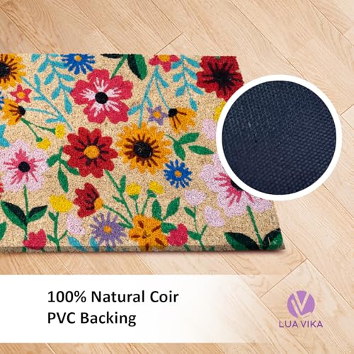 Coir Door Mats Outdoor and Indoor, Botanic, 16 x 27,5 in - color: Botanic