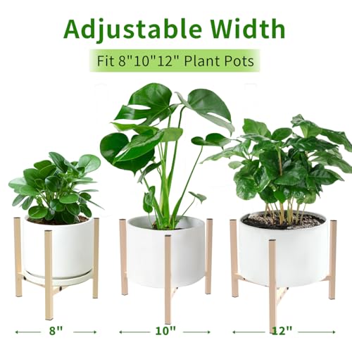 Aripark Plant Stand Indoor Adjustable, Metal Modern Plant Stands, Small Heavy Duty Stable Plant Pot Flower Holder Outdoor Corner, Fit 8 9 10 11 12 inch Pots, Light Khaki (Pot & Plant Not Included) - color: Light Khaki