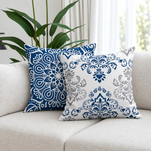 Coliuso Decorative Throw Pillow Covers 20x20 Set of 4, Modern Simple Square Pillow Case Cushion Cover for Sofa Couch Farmhouse Living Room (Blue, 20"x20") - color: Blue, size: 20" x 20" (Pack of 4)