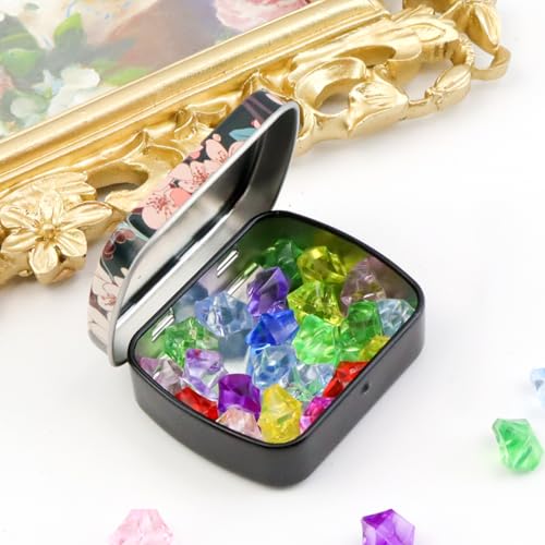 4pcs Black Peach Blossom Empty Hinged Tin Box Metal Storage Box - color: Black Peach Blossom