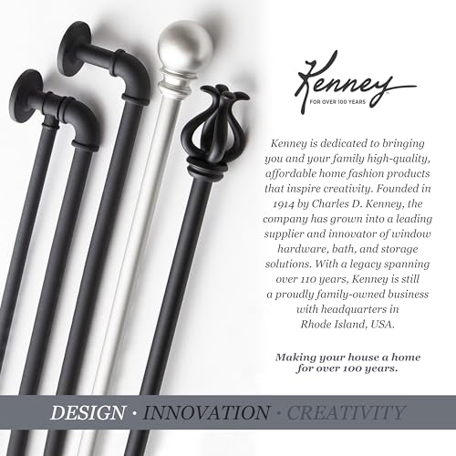Kenney Kendall Knob Window Curtain Rod, Adjustable 28-48 Inch, Oil Rubbed Bronze - color: Oil Rubbed Bronze, size: 28-48"