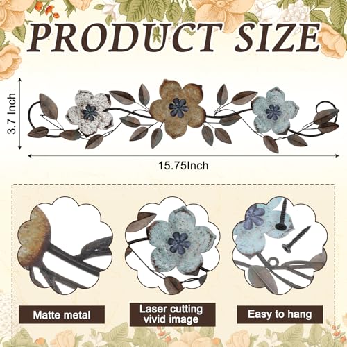 Wesiti Metal Flower Wall Art Decor Vintage Wrought Scroll, Colorful - color: Colorful