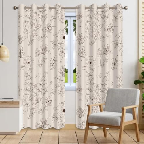 Floral Blackout Curtains for Bedroom 84 Inches Long - color: Botanical-b