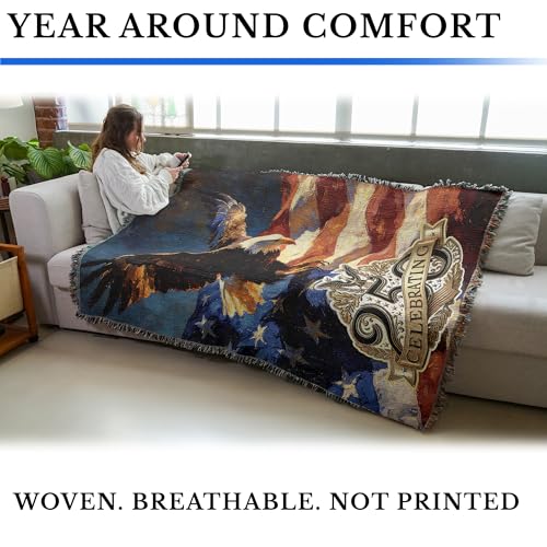 Pure Country Weavers Eagle 250 Blanket - Gift America 250th Anniversary Tapestry Throw Woven from Cotton - Made in The USA (72x54) - color: Eagle 250, size: 72x54