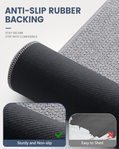 Smiry Ultra Thin Bath Mat 24X16, Non Slip Rubber Washable Bathroom Rugs