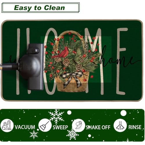 Baccessor Green Christmas Kitchen Rugs Winter Set of 2 17x29 and 17x47 Inch - color: Green Home Sweet Home