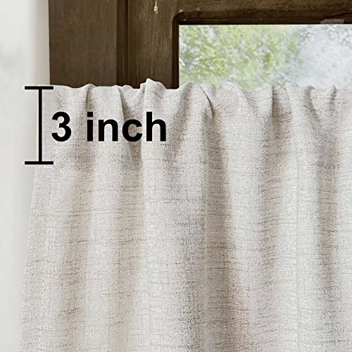 Faux Linen Cafe Curtains for Windows, 36 Inch Length, Natural, Set of 2 - color: Natural, size: 27"W x 36"L (Pack of 2)