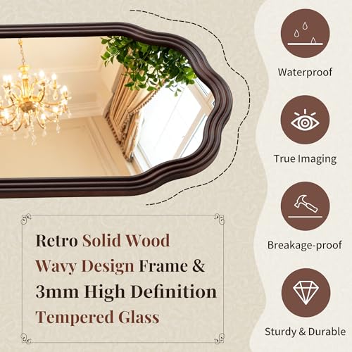 Tanmicoshomy Wood Arched Bathroom Mirror 20x30 Inch - size: 30"L x 20"W