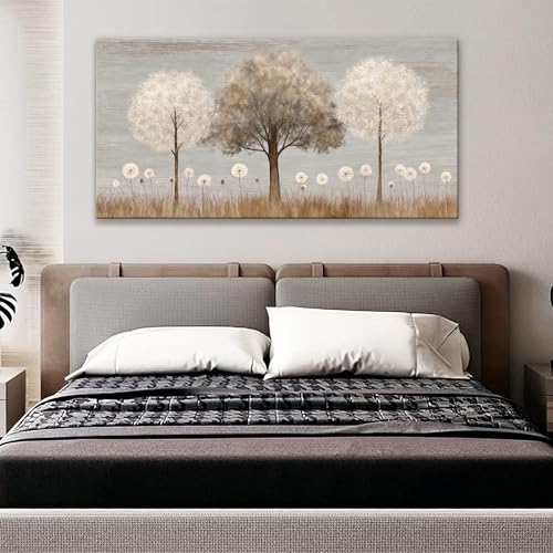 Grey Dandelion Wall Art Prints 20"x40" Tree Of Life Wall Art For Bedroom - color: IU1A, size: 40"L x 20"W