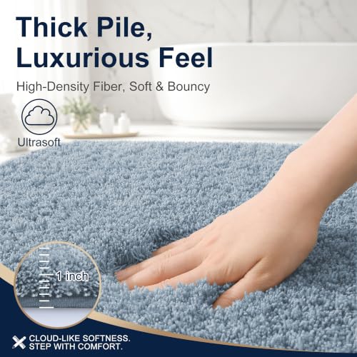 OLANLY Microfiber Bathroom Runner Rugs 44x24, Soft Bath Mat, Airy Blue - color: Airy Blue, size: 44" X 24"