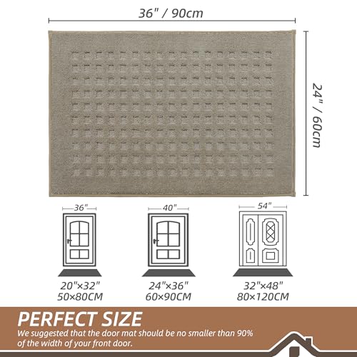 BEQHAUSE Dirt Trapper Door Mats 24"x36", Non Slip Washable, Beige - color: Beige, size: 24" X 36" (Rectangular)