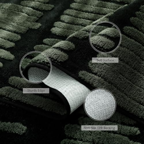 YIHOUSE Abstract 8x10 Area Rug Olive Green: Washable Geometric Rug - size: 8' x 10' (Rectangular)