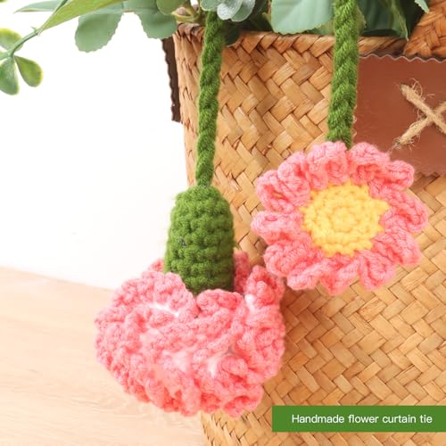 2 Pack Boho Handmade Flower Curtain Tiebacks & Holdbacks, Carnations - color: Pink Carnations