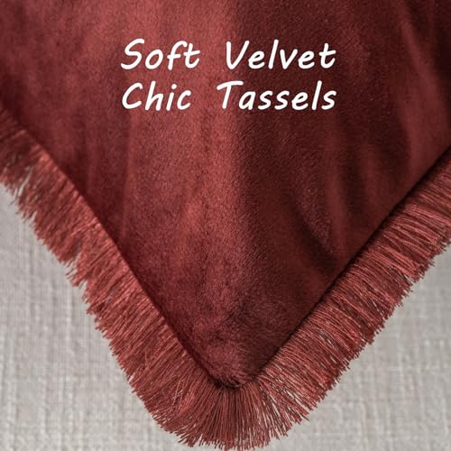 FUTEI Pack of 2 Velvet Decorative Throw Pillow Covers 18x18 Inch, Burgundy - color: Burgundy, size: 18" x 18" (Pack of 2)