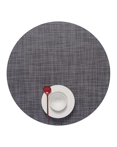 Chilewich Mini Basketweave Placemats, Round Woven Placemats Set of 4 - color: Cool Grey, size: 15" Round
