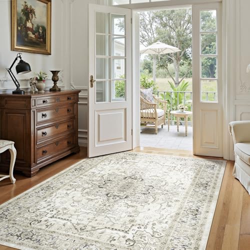 Lofus 6x9 Beige Area Rugs for Bedroom Living Room, Vintage Boho Carpet - color: Sunflower Beige, size: 6' x 9' (Rectangular)