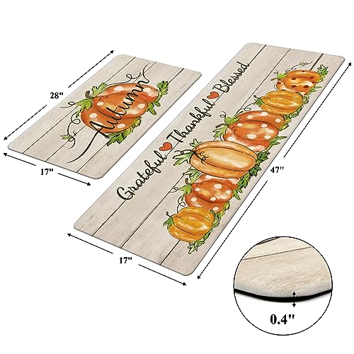 Pauwer Fall Pumpkin Kitchen Rugs Set of 2, Anti Fatigue Kitchen Mats - color: Autumn