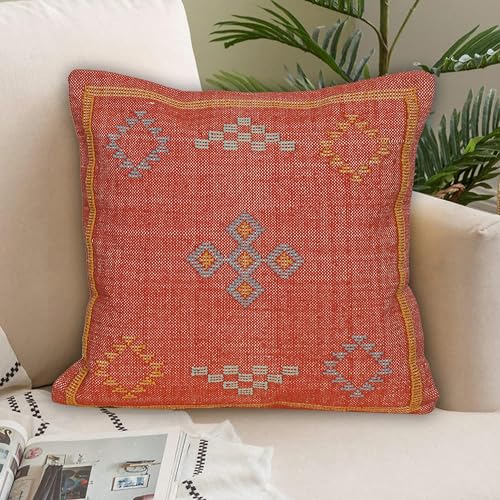 Indian Cotton Cushion Cover Sabra Kilim Pillow Cover Designer Decorative Sofa 18x18 Inche Handwoven Cushion Case for Farmhouse Home Decor Spring Decorative Pillow (Pattern 20) - color: Pattern 20
