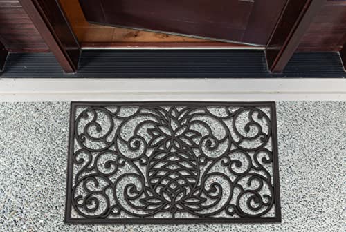 DII High Traffic All-Weather Rubber Doormat, 18x30, Welcome Scroll - color: Pineapple Scroll, size: 1'6" x 2'6" (Rectangular)