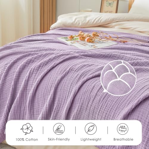 EMME Muslin Cotton Blanket Adults Heather Lavender Throw XL 50"x70" - color: 11 - Lavender, size: Large Throw (50" X 70")