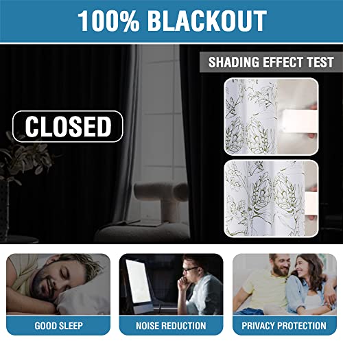 H.VERSAILTEX 100% Blackout Curtains for Living Room Camellia Floral Blackout Curtains 63 Inches Long Light Blocking Window Treatment Curtains with Black Liner Grommet Thermal Drapes, 2 Panels, Olive - color: Camellia-olive, size: 52"W x 63"L (Pack of 2)