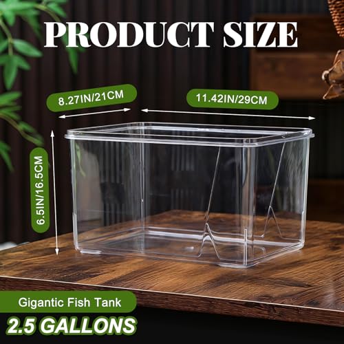Geelin 2.5 Gallon Plastic Fishbowl Square Large Clear Shatterproof Tank - size: 2.5 Gallon, style: Square