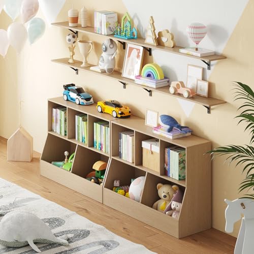 DINZI LVJ Long Wall Shelves, 47.3Inch Wooden Floating Shelves with Brackets - color: Natural, size: 47.3 Inch