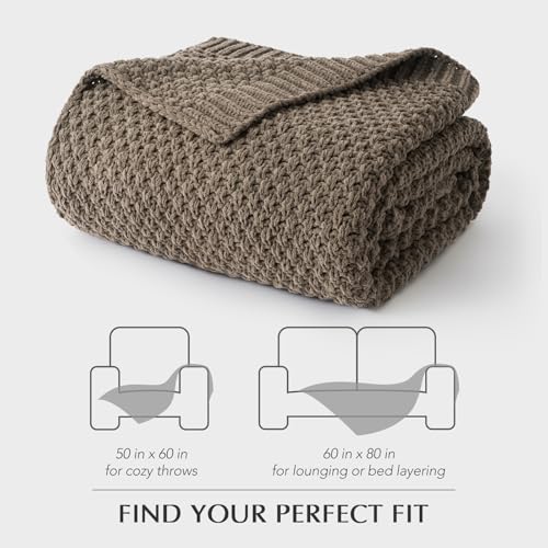 EVERGRACEHOME Chunky Chenille Knit Throw Blanket, 50 x 60, Mocha Brown - color: Mocha Brown, size: 50" X 60"