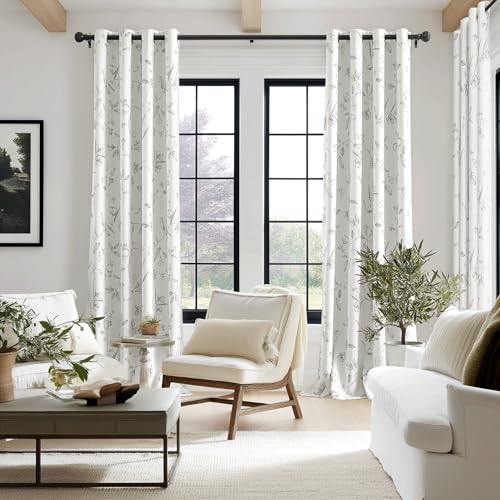 ChrisDowa 100% Grey Blackout Floral Curtains 96 Inches Long 2 Panels - color: Grey, size: 52"W x 96"L (Pack of 2)