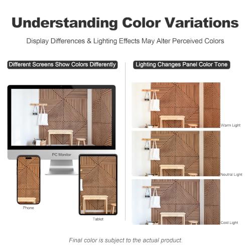 WoveN SounD Acoustic Wall Panels, Teak, 8 Pack, 23.6x23.6 in - color: Teak, size: Linear Array Prismatic Shadows