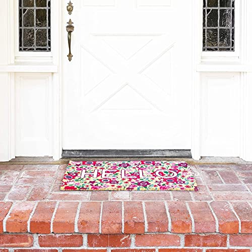 Juvale Natural Coir Welcome Mat - Floral Hello Design & Spring Decor - High Pile Comfort for Spring Door Mat - Coir Construction & Outdoor Doormat - 17 x 30 in, Coco - color: Coco Coir" Or "Coco Coir Mat