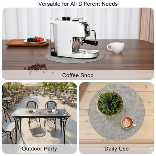Myir JUN 14" Round Placemats Set of 4, Reversible Dual-Color Place Mats - color: Gray Blue