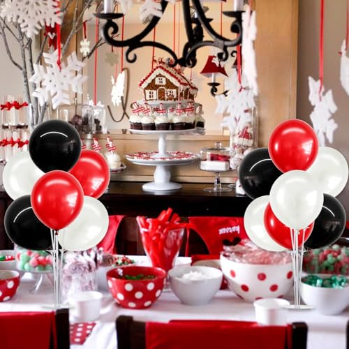 TONIFUL 4 Set Black Red White Balloon Stand Balloon Centerpieces for Table - color: Black Red White
