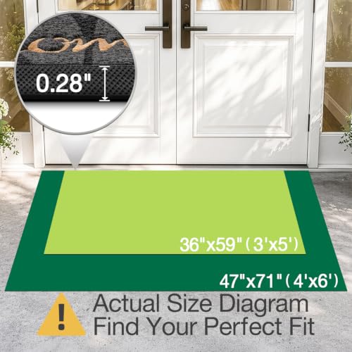 LUMI Outside Welcome Door Mat 36x59, Non-Slip Heavy Duty Dirt Trapper, Grey - color: Grey Gold Monstera, size: 36"x59"