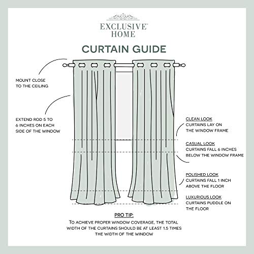 Exclusive Home Belmont Embroidered Room Darkening Blackout Grommet Top Curtain Panel Pair, 52"x63", Winter - color: Winter, size: 52"W x 63"L (Pack of 2)