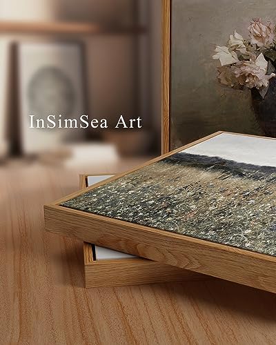 InSimSea Framed Canvas Wall Art Vintage Decor, Landscape Wall Art, Meadow with Flowers Art, Modern Farmhouse Decor, Cottagecore Bedroom Bathroom Office Decorations, 24"x36" - color: Champ Fleuri, size: 36"L x 24"W